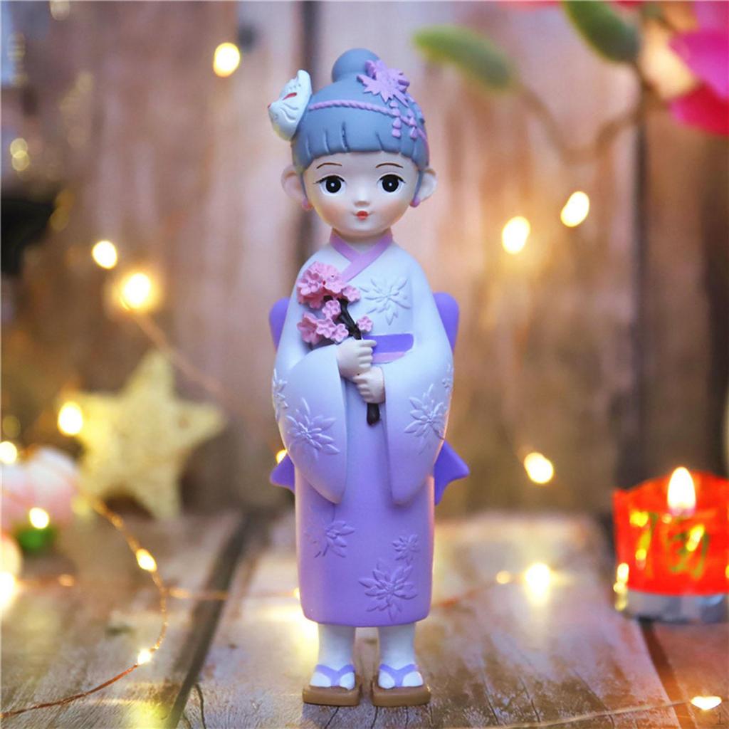 Asian Kabuki Figurine Japanese Kimono Geisha Doll Desktop Folk Ethnic Decoration Resin Statue