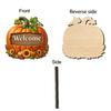 Festive Harvest Festival Decor Autumn Pumpkin Gnome Welcome Sign for Front Door, Rustic Wood Hanging Thanksgiving Wall Ornament with Hemp Rope