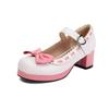 Fashion Girls Sweet Med Heel Ruffles Lolita Shoes Cute Bow Mary Jane Pumps Bride Wedding Cosplay Party Red Pink Black Green Size 34-48