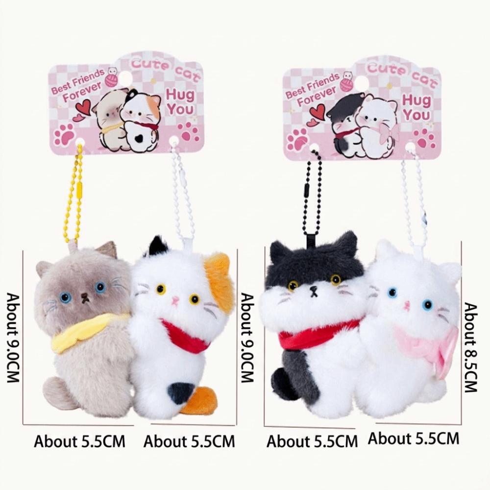 2PCS Magnetic Snap Cat Plush Keychain Soft Plush Plush Pendant Accessory Purse Decor