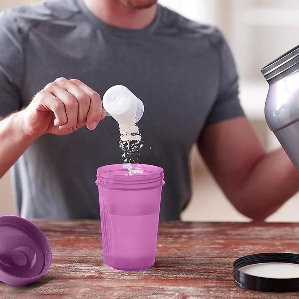 Butelka shakerowa na białko 400 ml z drucianą kulką do mieszania, bez BPA, szczelna, można myć w zmywarce do mieszania koktajli w proszku