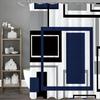 Blue Geometric Shower Curtain – Navy, Black & Gray Modern Design, Waterproof Bathroom Decor