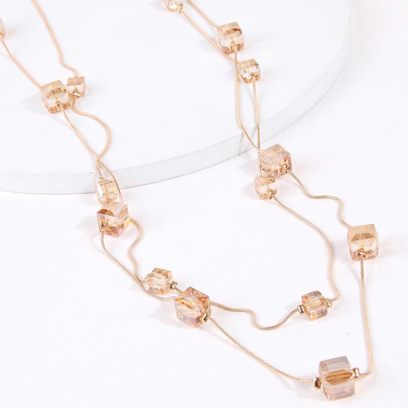 Elegant Women s Double Layer Crystal Necklace