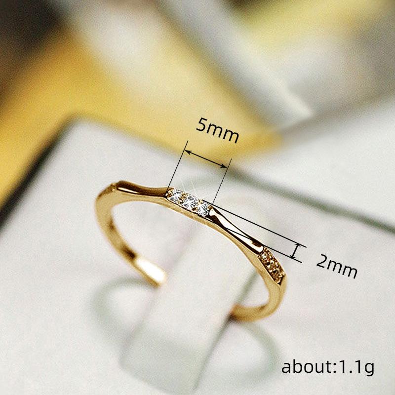 Fine Ring Ring, Exquisite Micro-Inlaid Zircon Strip Ring, Fashionable Self-Discipline Personalized Tail Ring