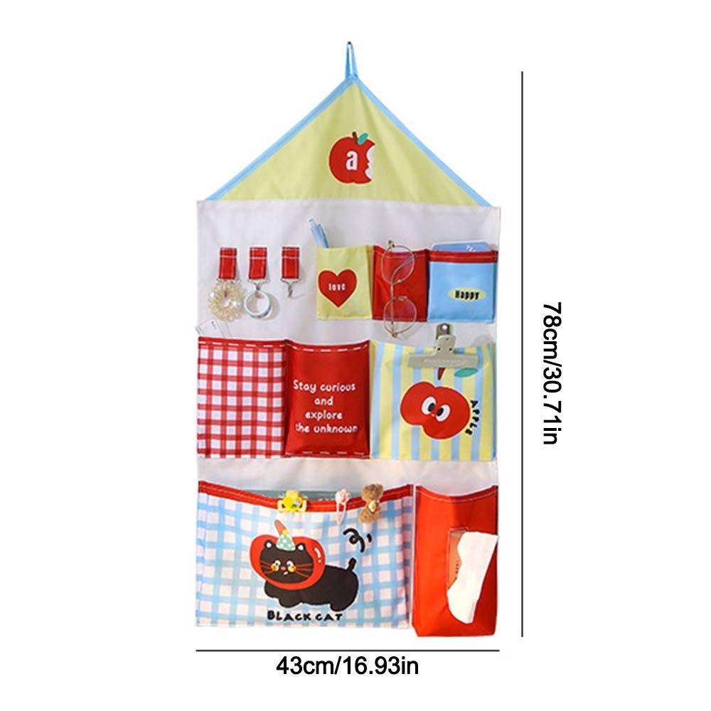 Oxford Cloth Dormitory Storage Hanging Bag Dopamine Multi-layer Underwear Storage Mesh Pouch Wall-mounted Cartoon