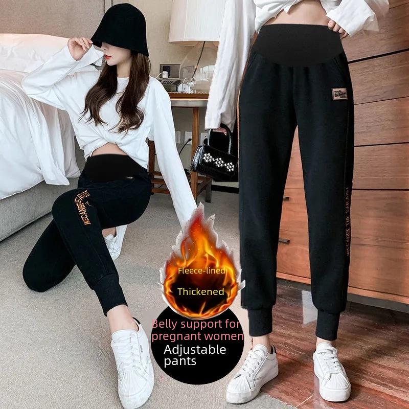 Maternity Spring/Autumn Casual Plus Velvet Sweatpants for Early Pregnancy