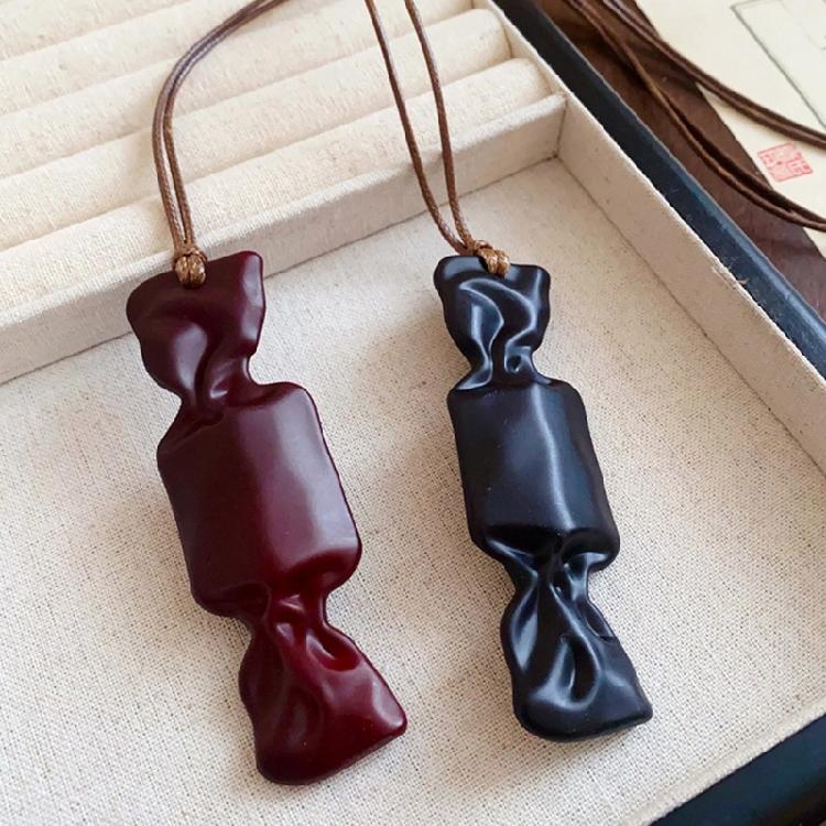 Candy Resin Pendant Neck Chain Wax Rope Long Necklace Excellent For Adding Color To Ensembles In Social Function