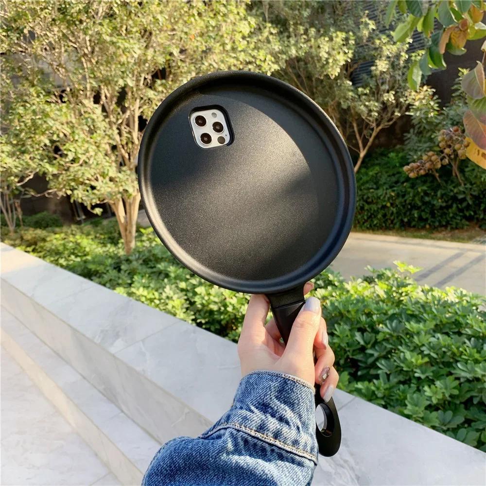 FlsHalloween Fun 3D Frying Pan Kitchen Knife Phone Case For IPhone17 16 15 Pro 14 13 Mini 12 ProMax 11 Pro SE 8 Plus XR XS Cover