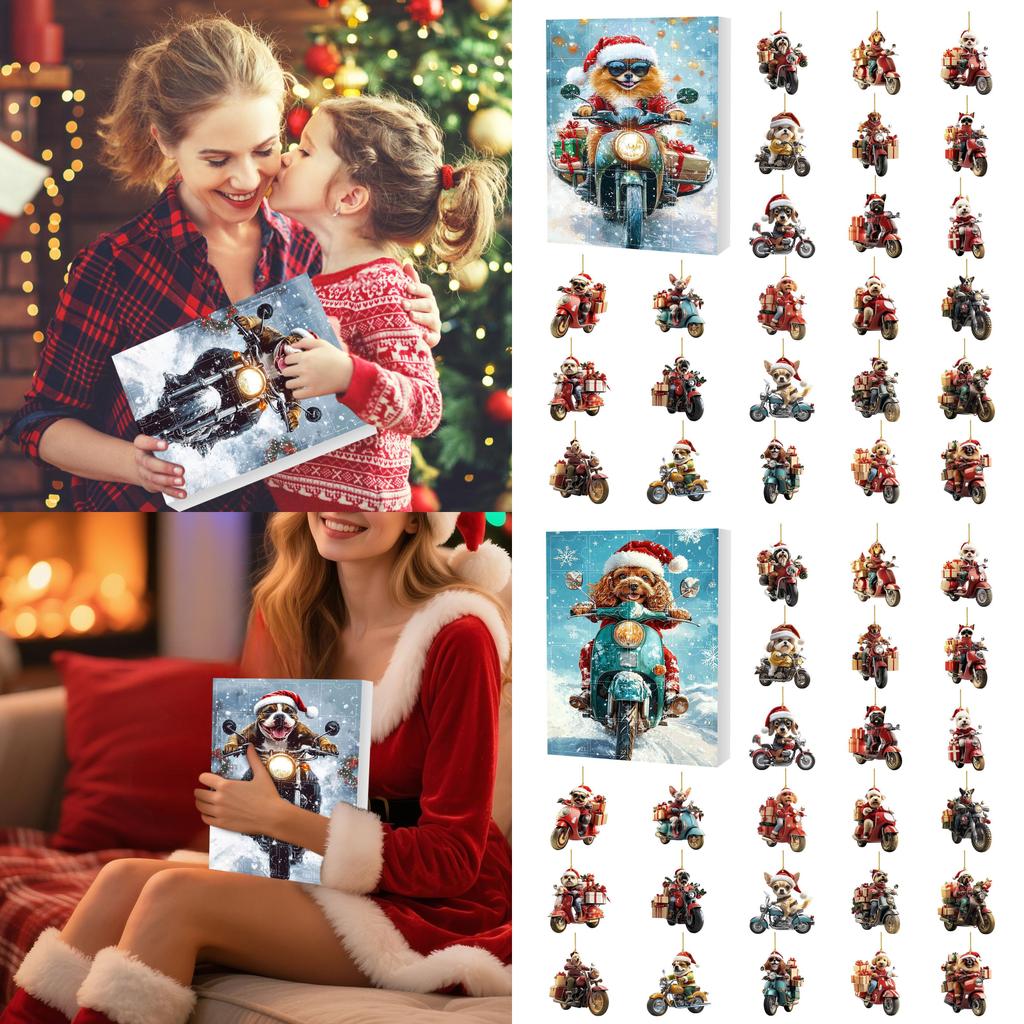 Christmas Dog Advent Calendar With Acrylic Elements And 24 Decor Pieces For Seasonal Gift Giving