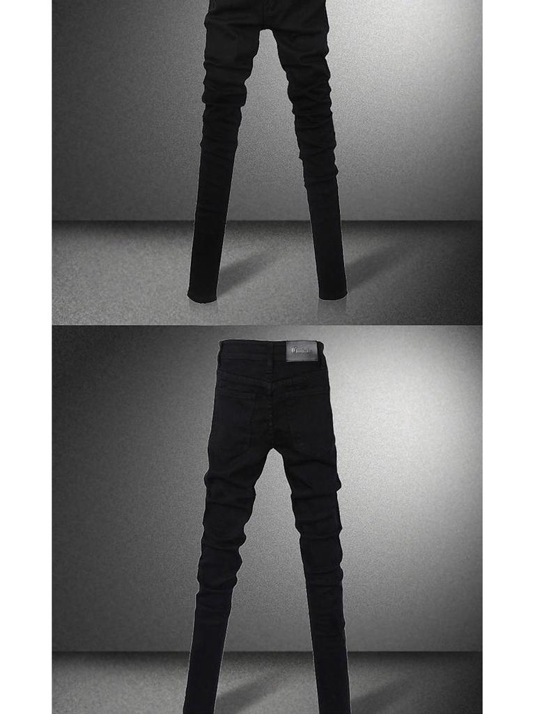 GURBAKS Мужские черные джинсы скинни облегающего кроя – Эластичные повседневные модные длинные брюки