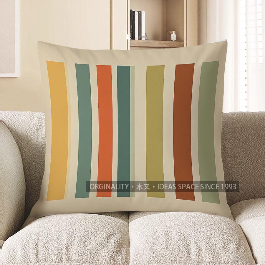 Home Decor Vibrant Striped Pattern Throw Pillow for Home Pattern Cushion Cover Suitable for Sofa Bedroom Car Pillow Cover