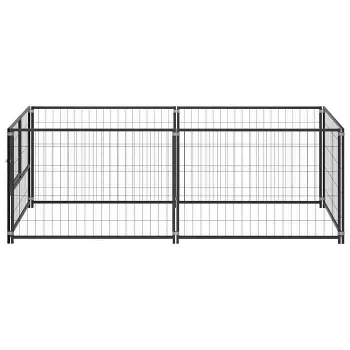 VidaXL Chenil Noir 200x100x70 cm Acier Enclos pour Chiots Cage Extérieur 150790