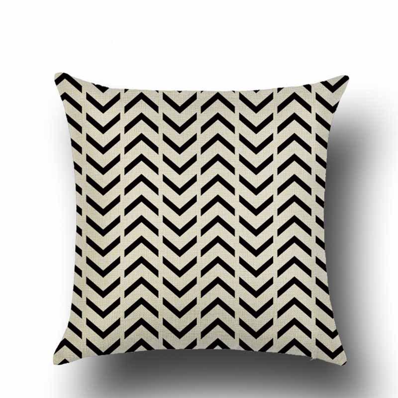 Nordic Black and White Geometric Pattern Linen Pillowcase Modern New American Triangle Abstract Style Sofa Pillow