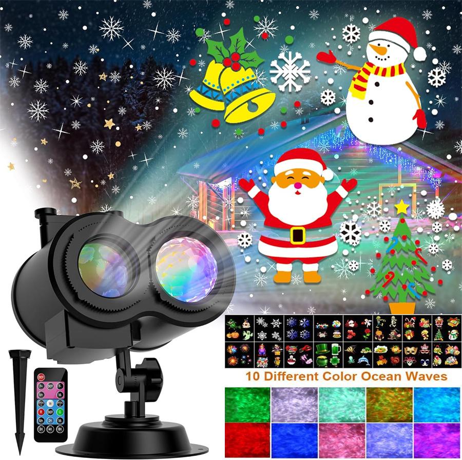 Halloween Christmas Projector Lights Outdoor 1W Brighter HD 16 Patterns Halloween Christmas Lights Projector Landscape Spotlight