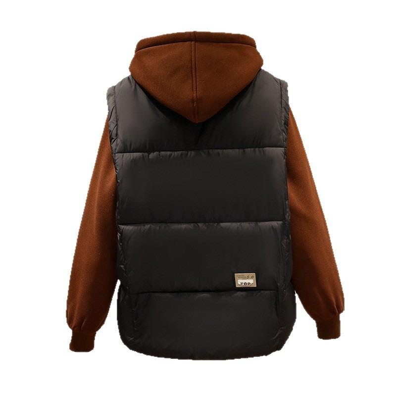 Gefälschte zweiteilige Baumwollwattierte Jacke Winter Damen Neue Baumwollwattierte Jacke Kurz Vielseitig Mit Kapuze Gespleißte Baumwollwattierte Jacke