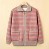 Middle-aged elderly autumn and winter coat women's grandma fashion top fleece thickened mother small wife knitted sweater