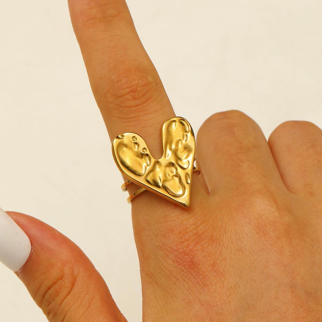 European & American Fashion Stainless Steel Geometric Water Drop Heart Snake Open Ring for Women