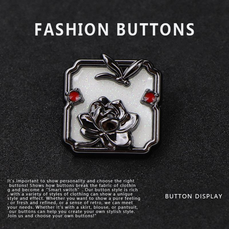 10Pcs Shirt Buttons High-End Exquisite National Style Metal Square Wool Clothes Cardigan Shirt High-End Buttons