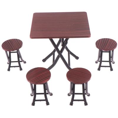 Collapsible Miniature Table And Chairs Set Realistic 1/12 Dollhouses Accessories With Detailing