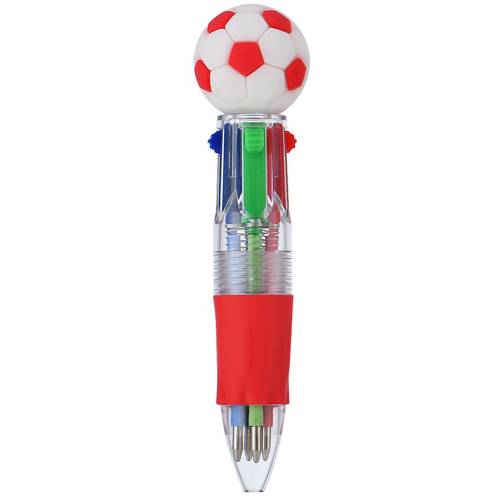 2pcs Cute Football Basketball Rugby Shaped Four-Color Ballpoint Pen, Cartoon Multicolor Mini Journal Short Pen