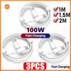 Xiaomi 3PCS PD 100W USB C To USB Type C Cable Fast Charge Data Cable For Iphone 17 15 15Pro Huawei Samsung Xiaomi Data Line White 1M 2M