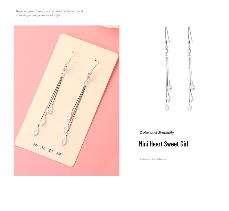 S925 Sterling Silver Water Drop Tassel Earrings - 2026 Elegant, Versatile, High-End Long Dangle Design for Girls
