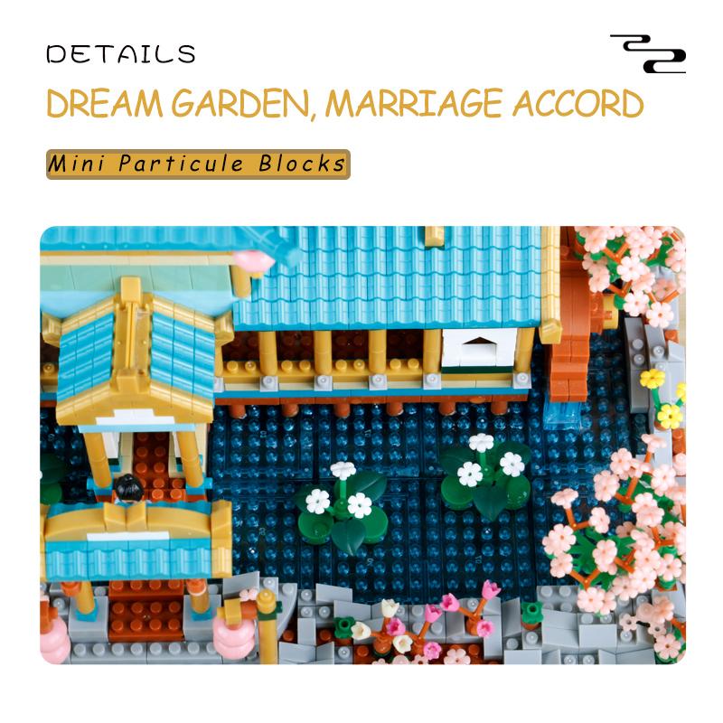 2350PCS Marriage Peach Tree House Building Blocks Ancient Architecture Mini Bricks Assemble Toys Kids Christmas Gifts