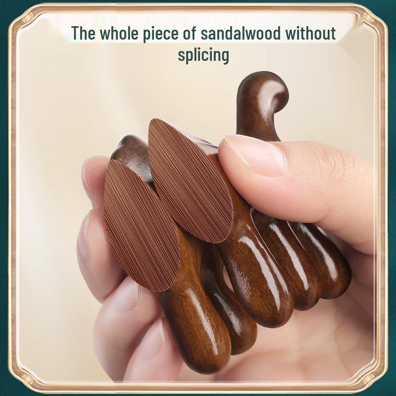

Sandalwood Meridian Massage Comb Set: Frog, Nose Scraper, Five-Claw Dolphin Designs