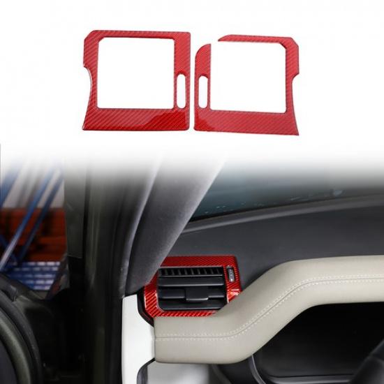Red Soft Carbon Dashboard Side Vent Decor Cover Trim For LR Defender L663 20-25