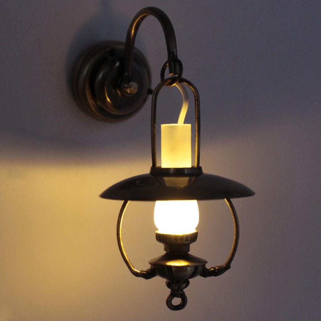 1:12 Doll House Vintage Kerosene Lamp Style Wall Lamp Doll House Furniture Lighting Decoration Doll House Accessory