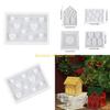 F26C Christmas House Silicone Molds Plaster Mould Molds Epoxy Resins Molds