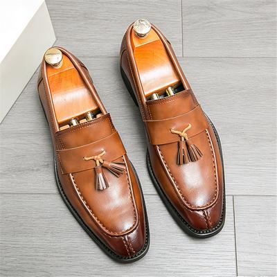 Black Brown Tassels Flats Leather Business Casual Shoes for Men Dinner Loafers Formal Dress Footwear Sapatos Tenis Masculino