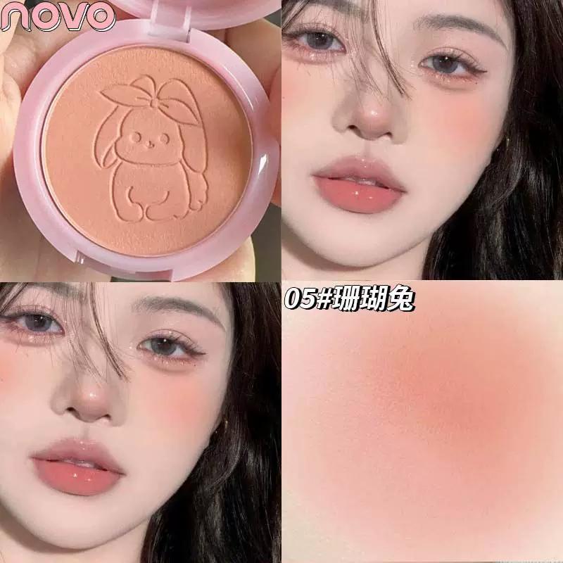 Novo Single-Color Blush Palette, Peach Pink Matte, Waterproof, Brightens Skin Tone, Pearlescent with Shimmer, Pure Desire for Women