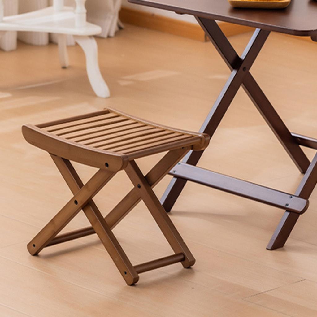 Portable Folding Bamboo Shower Stool - Spa-Style Foldable Bath Seat for Showering, Shaving, & Sauna Use, Natural Bamboo Design