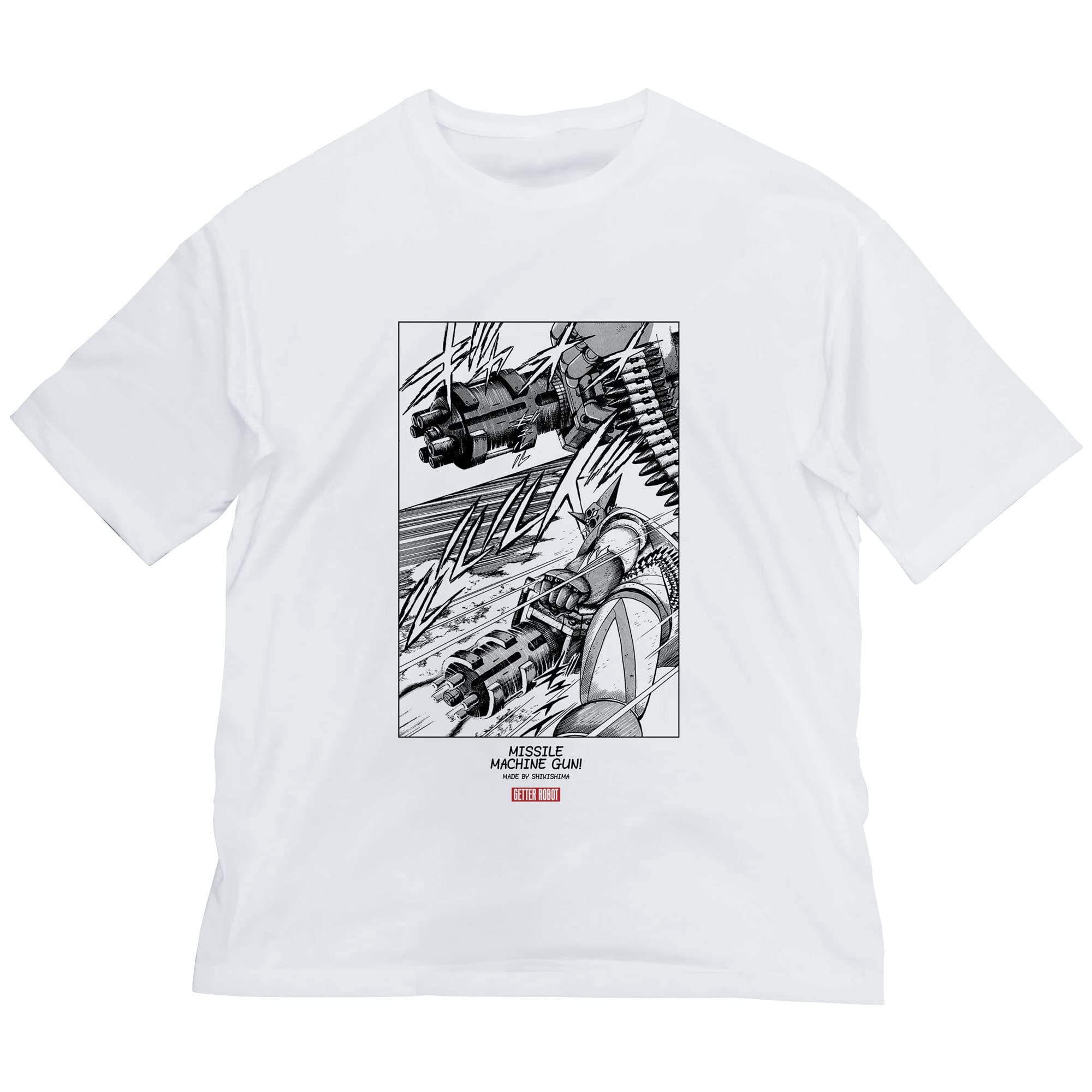 

Cospa Getter Robo Original Version Original Version Getter Robo Missile Machine Gun Ver. Big Silhouette T-shirt WHITE XL Size