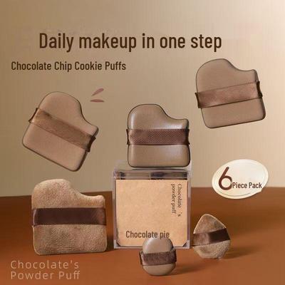 Base Chocolate Biscuit Powder Puff: Esponja de ar e esponja de maquiagem Marshmallow, uso duplo seco/úmido.