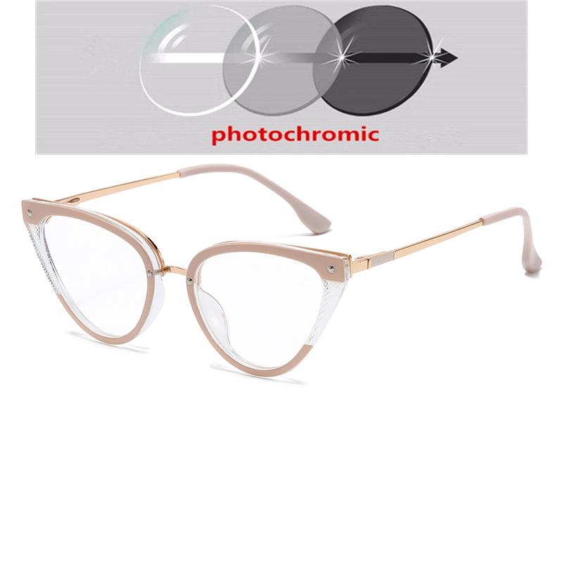 Green TR90 Anti Blue Light Cat Eye Prescription Glasses For Women With Cylinder 0 To -6 Nearsighted