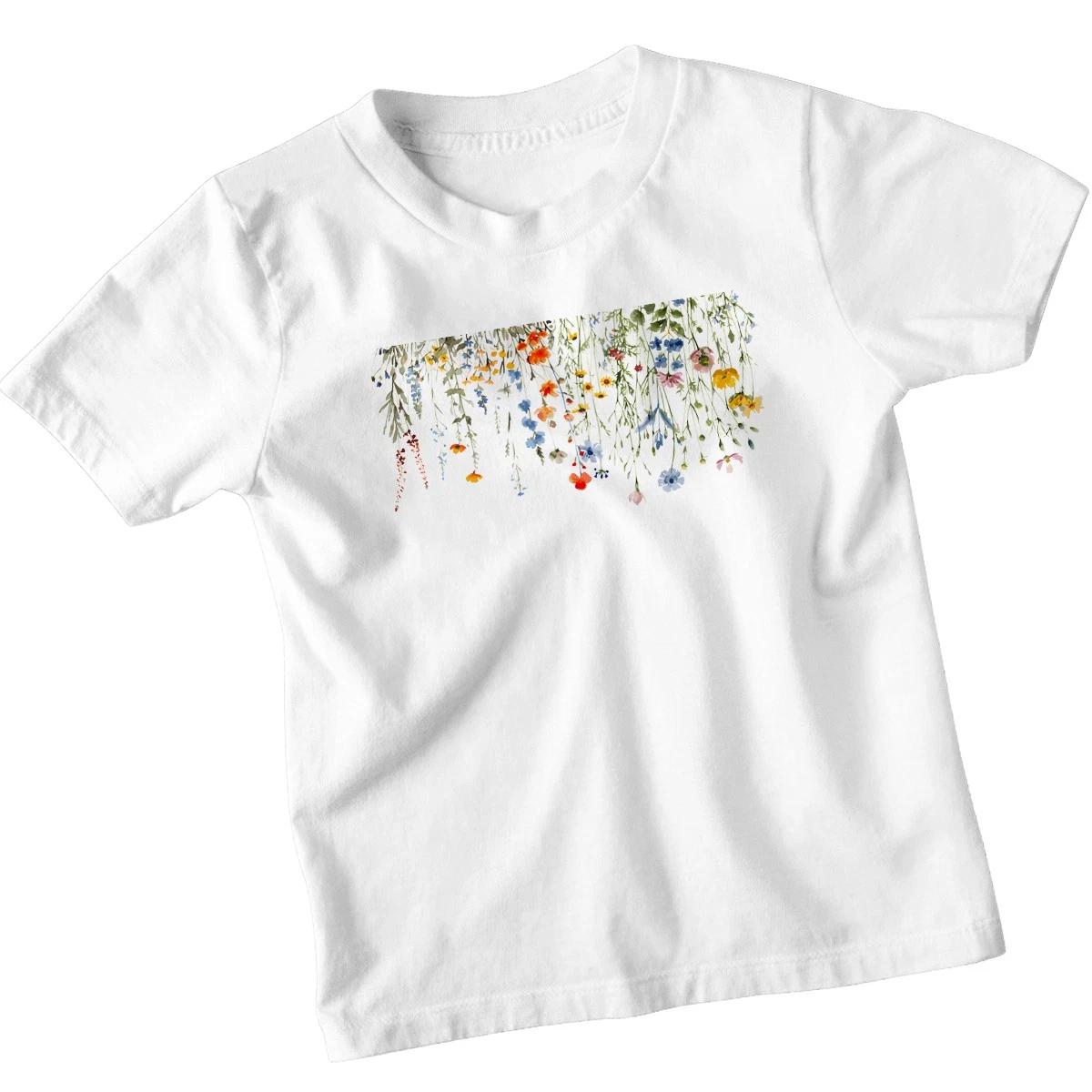 Wildflower Botanical Nature Girls T-Shirt Kids Cute Floral Tee 100
