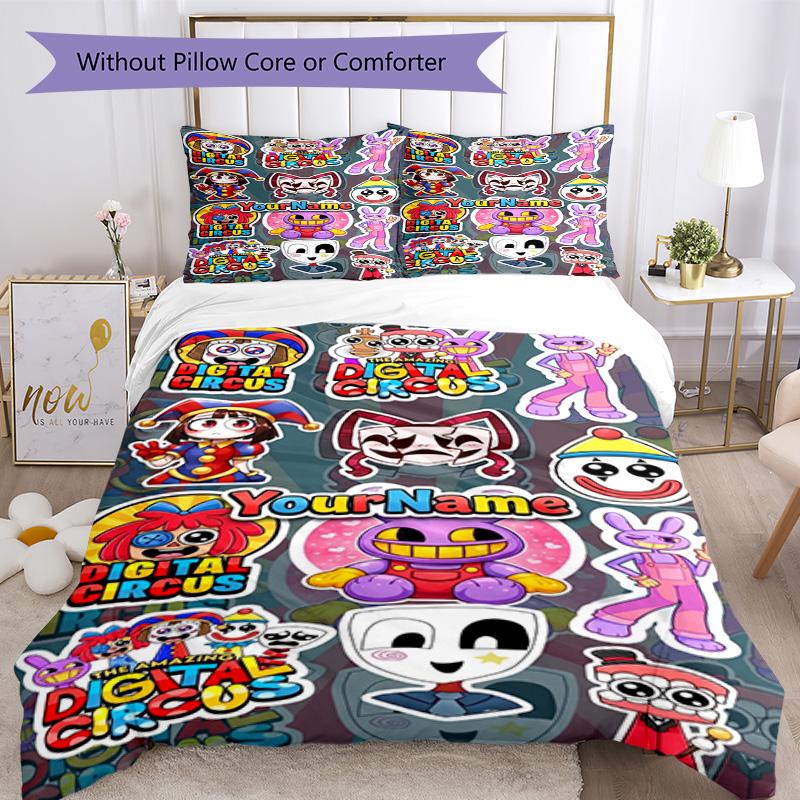 Circo Digitale Personalizza il tuo nome Set Biancheria da Letto Copripiumino Traspirante con Federe Decorazione per la Casa Regalo di Compleanno