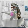 Lustiger Hund Dinosaurier Wasserdichter Polyester Duschvorhang Mit Haken Für Badewanne Kreativität Badezimmer Sichtschutz Heimdekoration Wandtuch