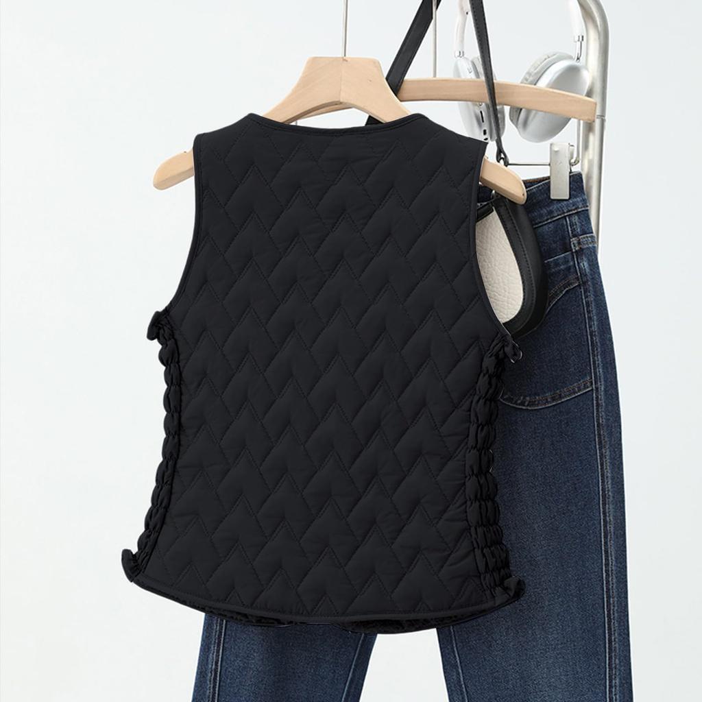 Women's Winter Fashion Casual Sleeveless Vest Outerwear Warm Cotton-Padded Lightweight Coat
