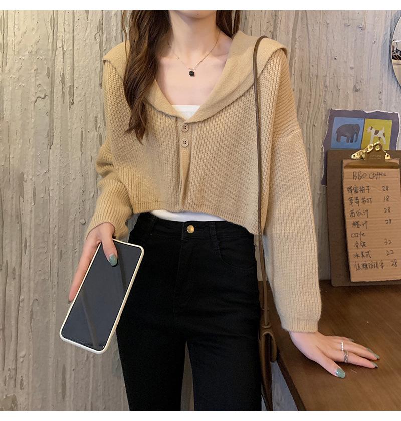 Sweater knitted sweater cardigan women s 2025 new short autumn and winter chic gentle sweet and spicy small coat one size fits all хаки 1890₽