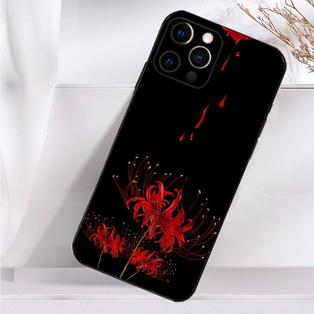 Rote Spinnenlilie Handyhülle Für iPhone 16,15,14,13,12,11 Plus,Pro Max,XS,X,XR,SE,Mini,8,7 Weiche Silikon Schwarze Hülle