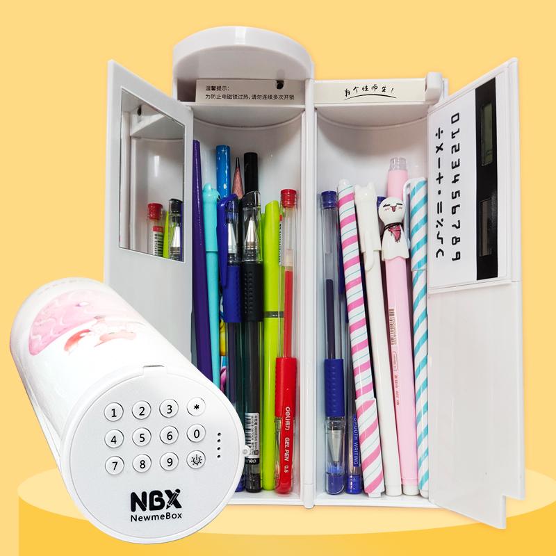 Password Pencil Case NewmeBox Cartoon Pattern Pen Holder Large Capacity Stationery Box Storage Bag