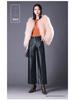 Women's High Waist Sheepskin Straight Leg Leather Pants - Slimming Nine-Point Wide Leg (Autumn/Winter 2025 Collection)