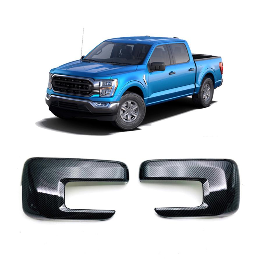 2pcs ABS Carbon Fiber Look Rear View Mirror Covers For Ford F-150 F150 2021-2022