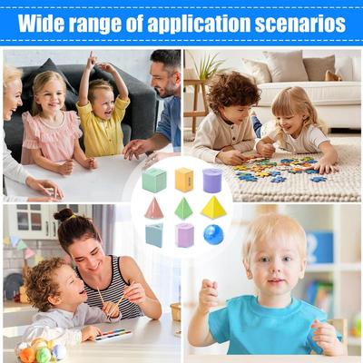 8pcs Montessori Mathematics Transparent 3D Geometry Building Blocks Unfolding Diagram Learning Spatial Thinking Puzzle Toy