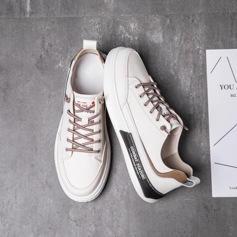 Autumn new men's shoes leather breathable little white shoes men's fashion trend versatile sports and leisure board shoes