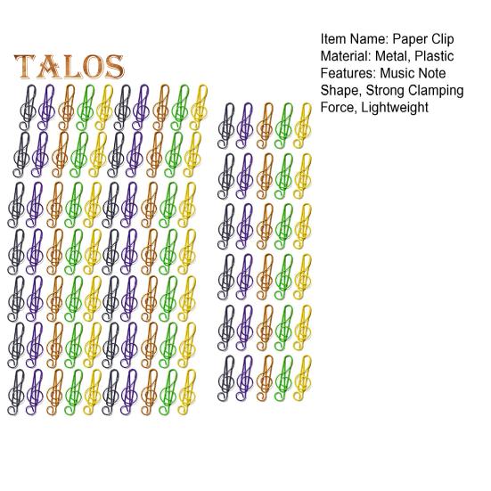 100Pcs Music Note Paper Clips Treble Clef Design Strong Clamping Force Music Page Holders Office School Supplies