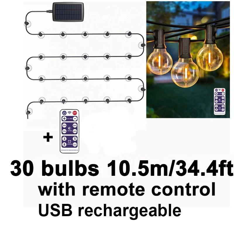 Outdoor G40 Solar String Light 50 Bulbs Wedding Christmas Decoration  2025 Garden Lights Street Garland Camping Fairy Lights